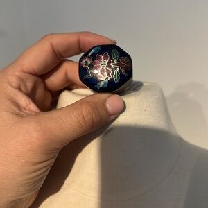 Antique Floral Blue pill Box